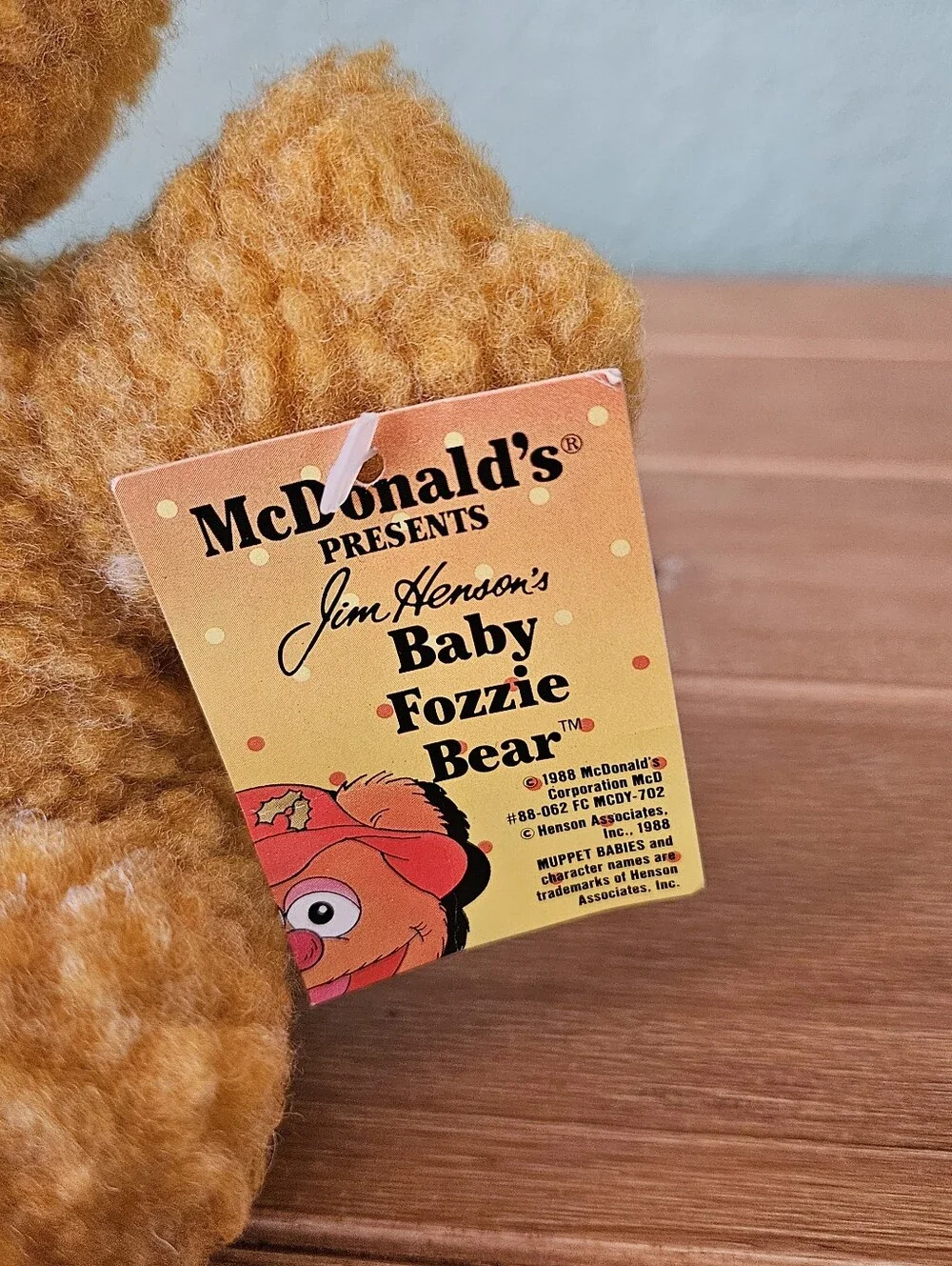 Vintage 1987 McDonald's Jim Henson's Baby Fozzie Bear Muppet Babies Plush